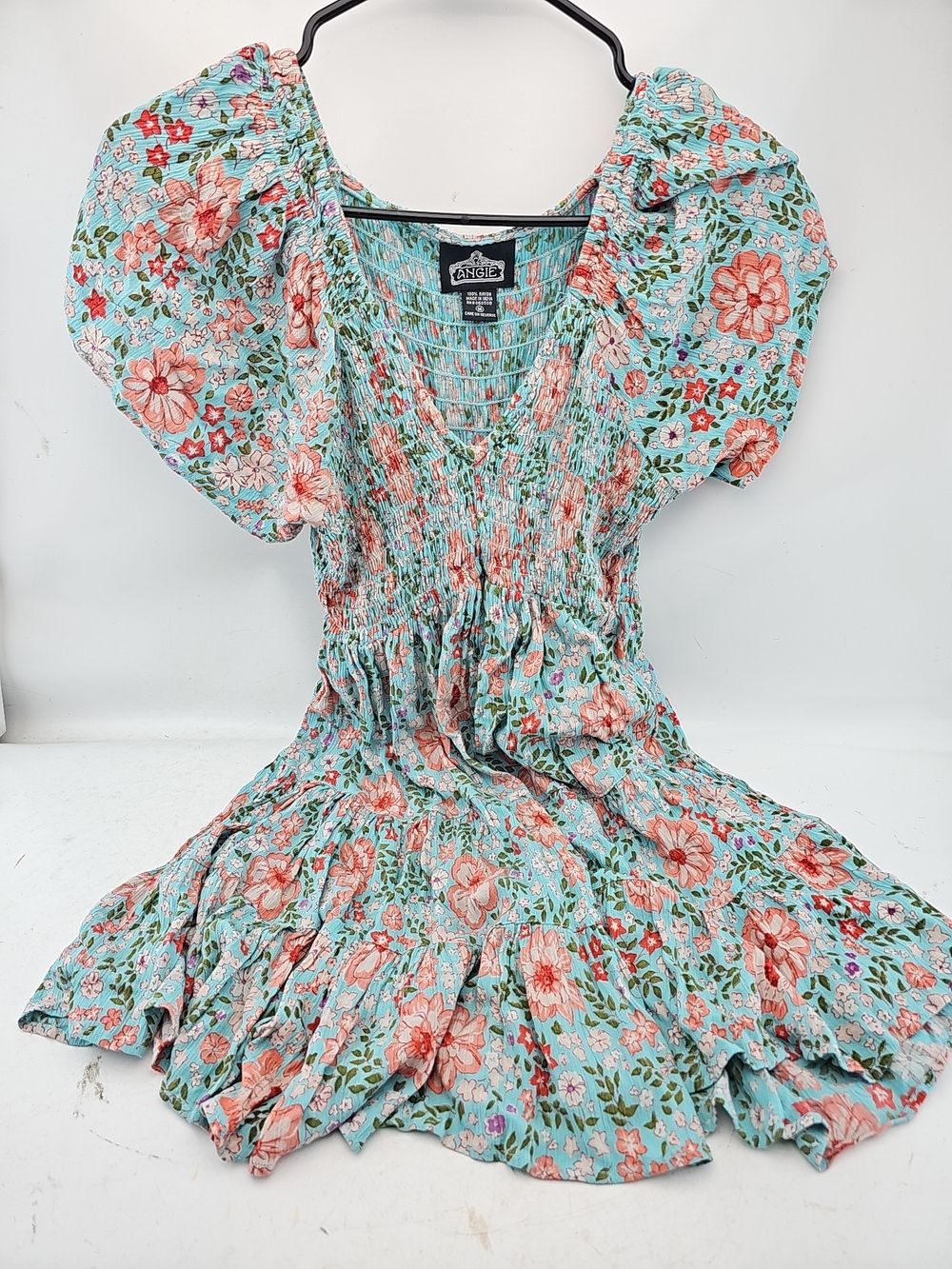 Angie Aqua Floral Maxi Dress with Coral Flowers